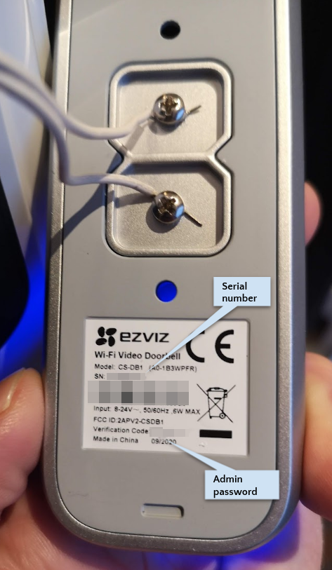 Back label of the DB1 doorbell