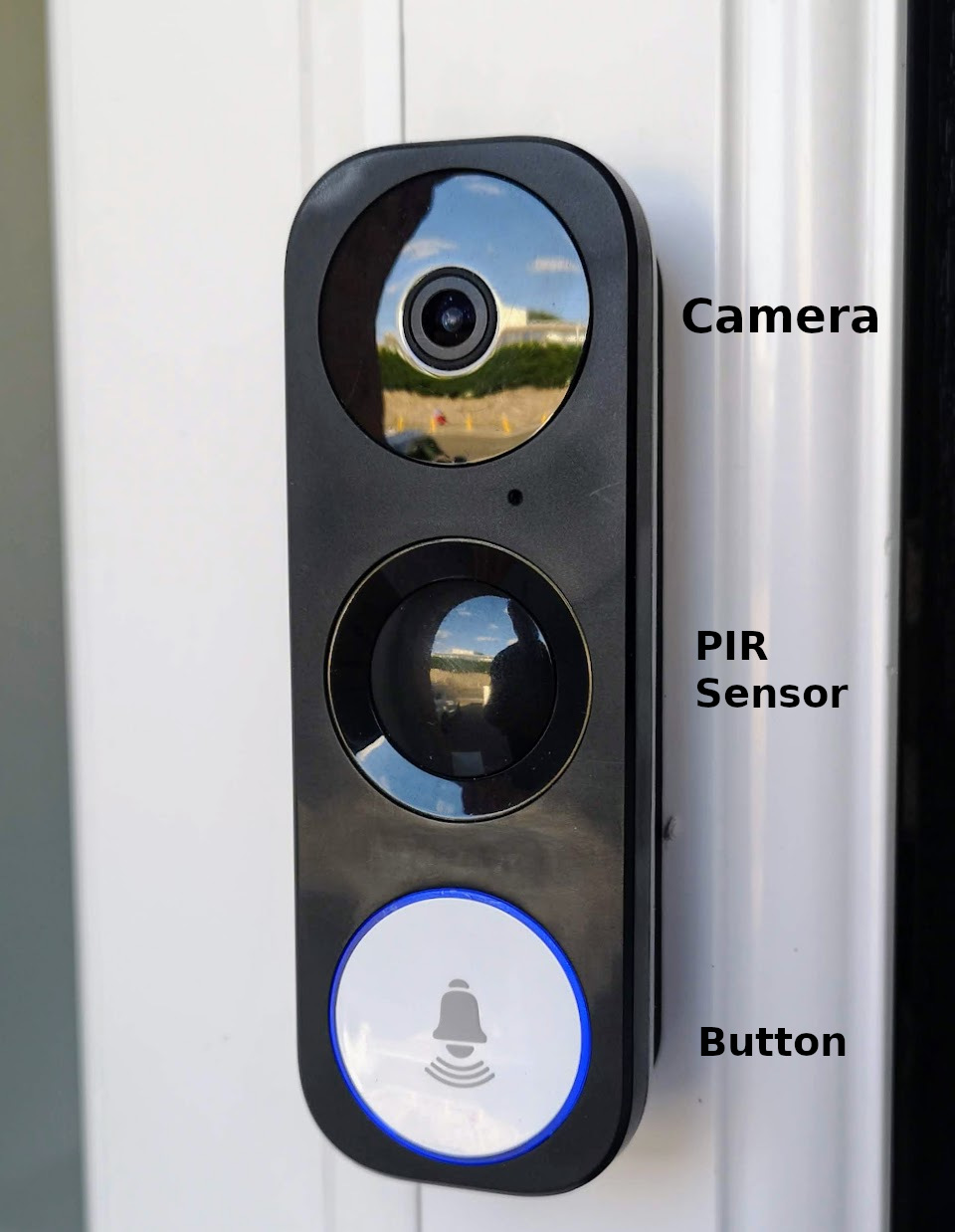 The EZVIZ DB1 doorbell (with logo removed and button swapped)