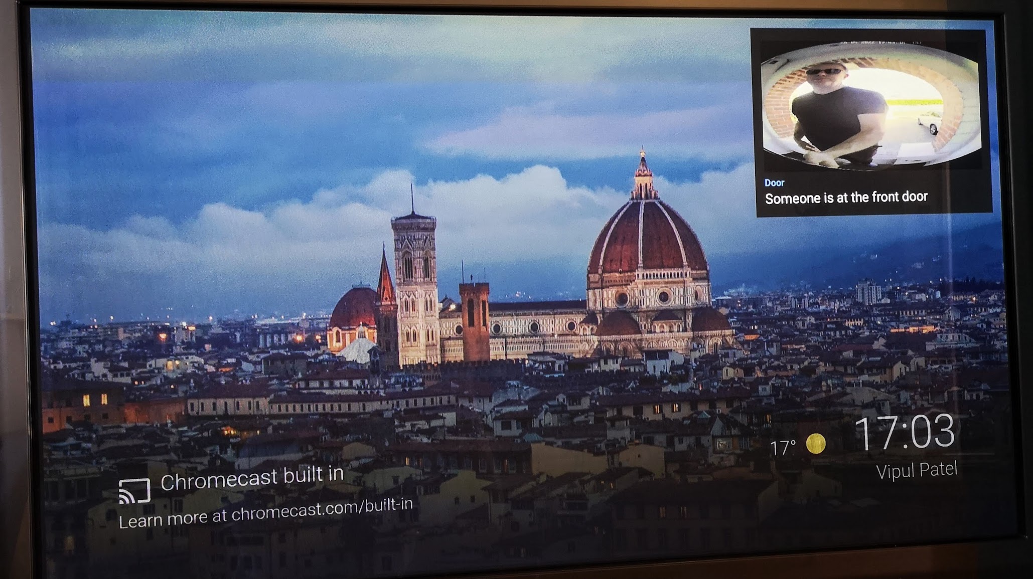 Live doorbell feed displayed picture-in-picture on Android TV