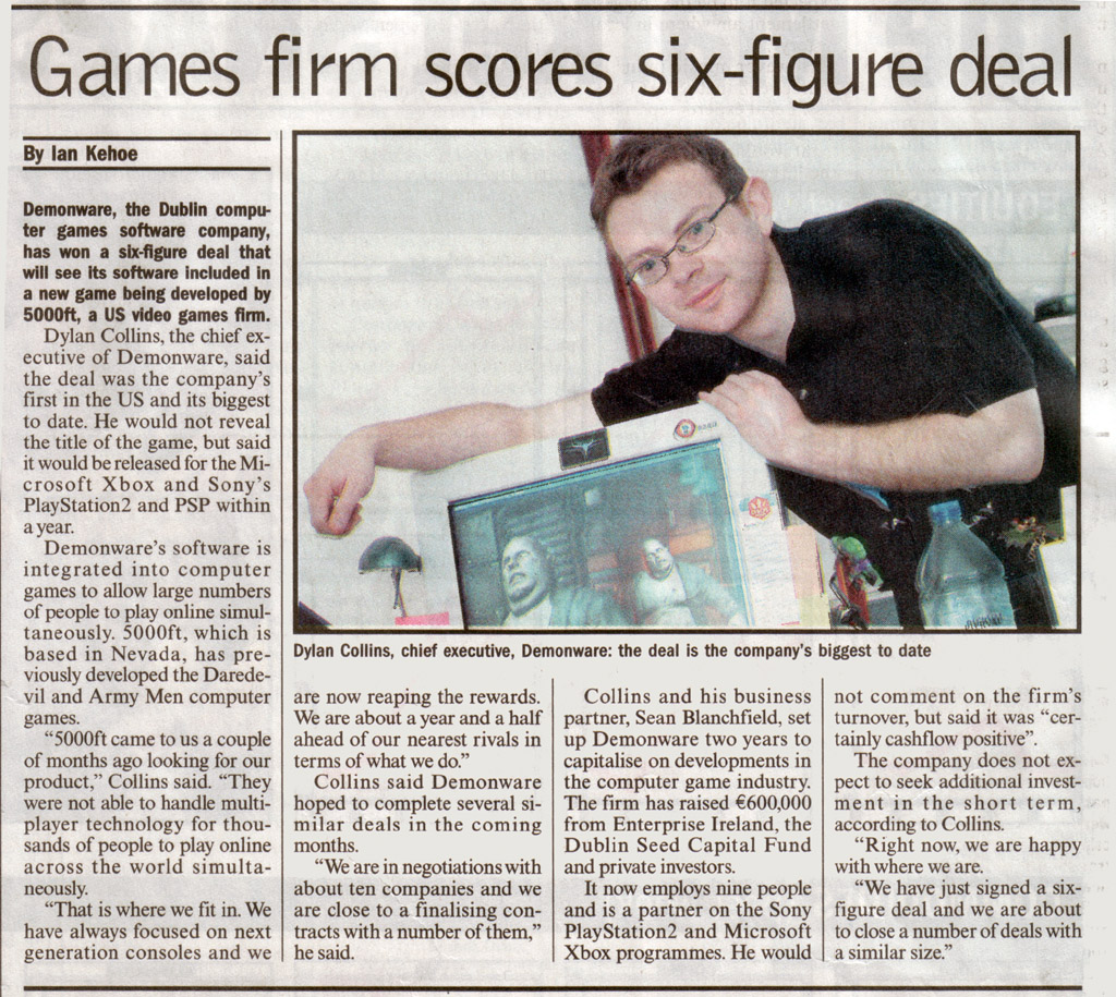 Early press in Sunday Business Post, 2004